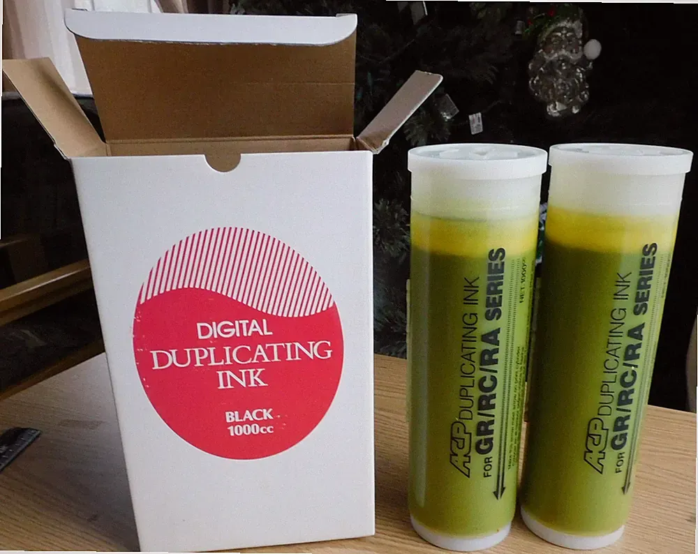 Digital Duplicating Ink 2 Black 1000cc Cartridges for RISO-GR/RC/RA, RO-GR/RC/RA