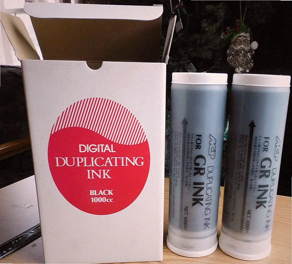 Digital Duplicating Ink 2 Black 1000cc Cartridges for RISO-GR RO-GR