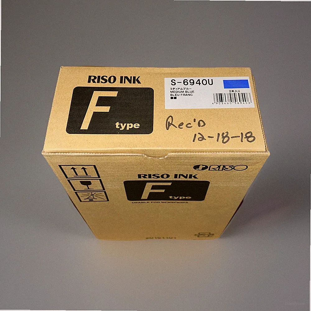 RISO S-6940U F TYPE GENUINE MEDIUM BLUE INK BOX OF 2 NEW